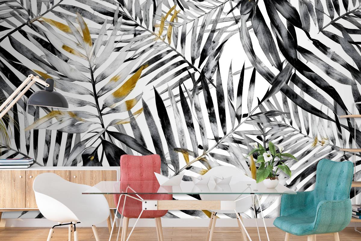 Watercolor Palm Leaf Pattern Wallpaper