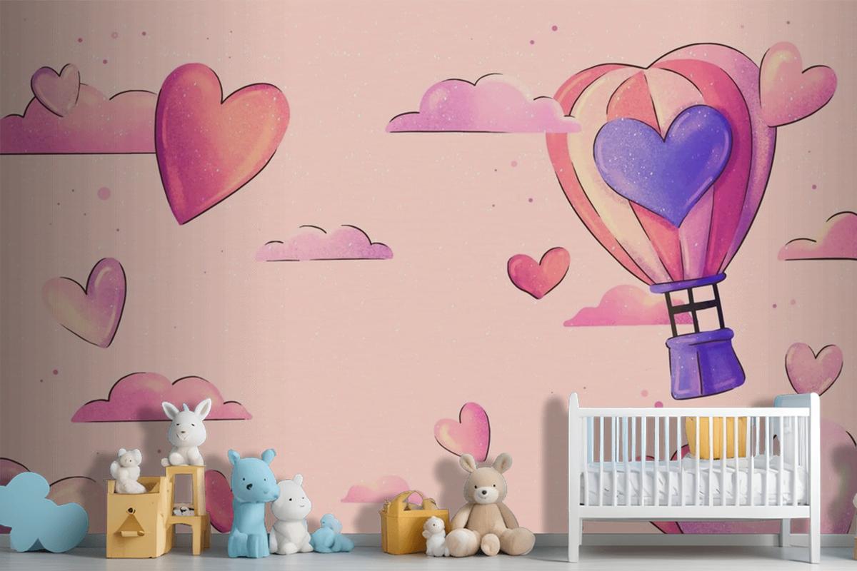Watercolor Valentine'S Day Background Girl Wallpaper Mural