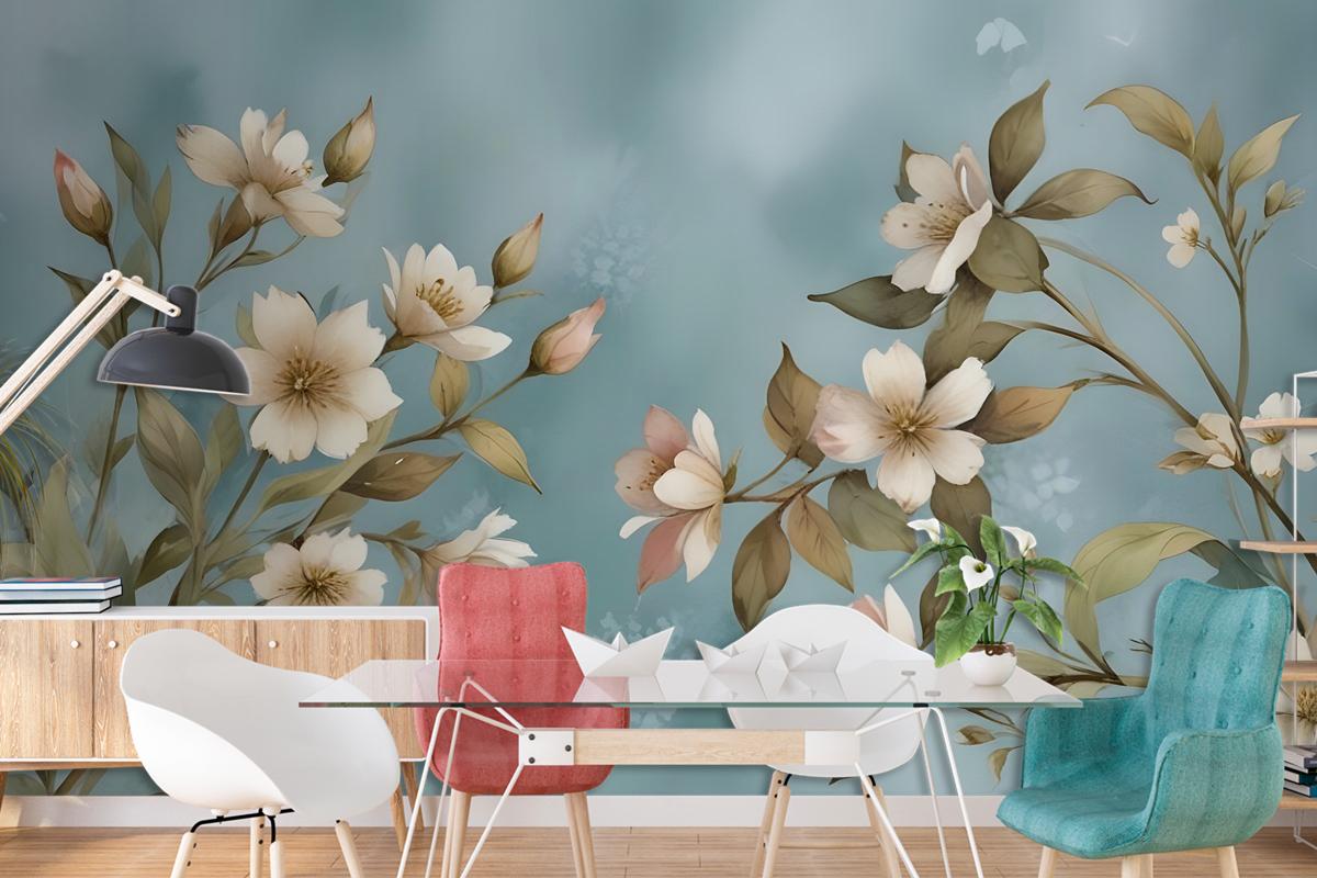 Watercolor Vintage Floral Wallpaper Mural