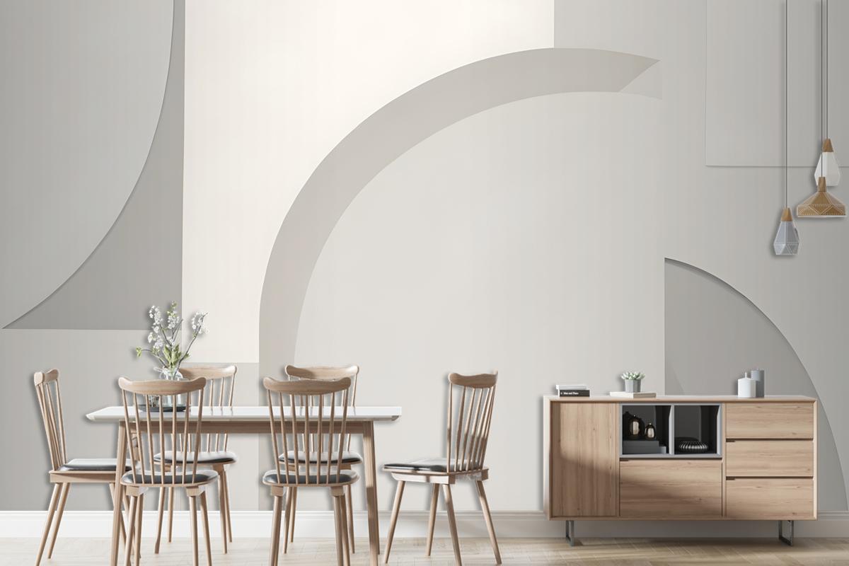 White And Neutral Abstract Shapes Wallpaper Mural