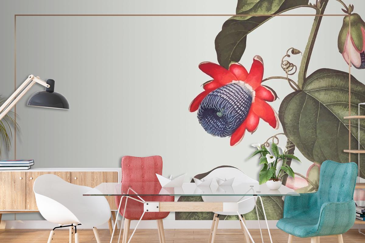 The Winged Passion Flower Rectangle Frame Wallpaper Mural