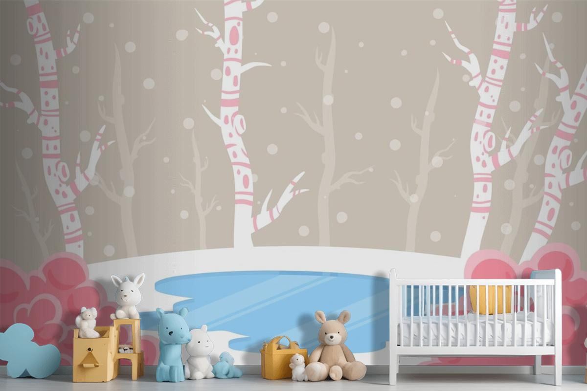 Winter Concept In Hand Drawn Wallpaper Mural