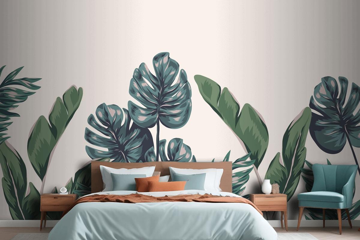Tropical Foliage Mural Bedroom Wallpaper Mural