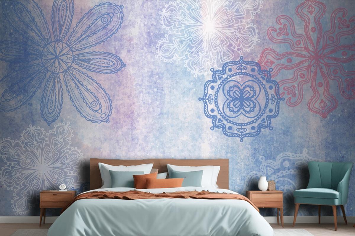 Watercolor Background With Hand Drawn Elements Bedroom Wallpaper Mural