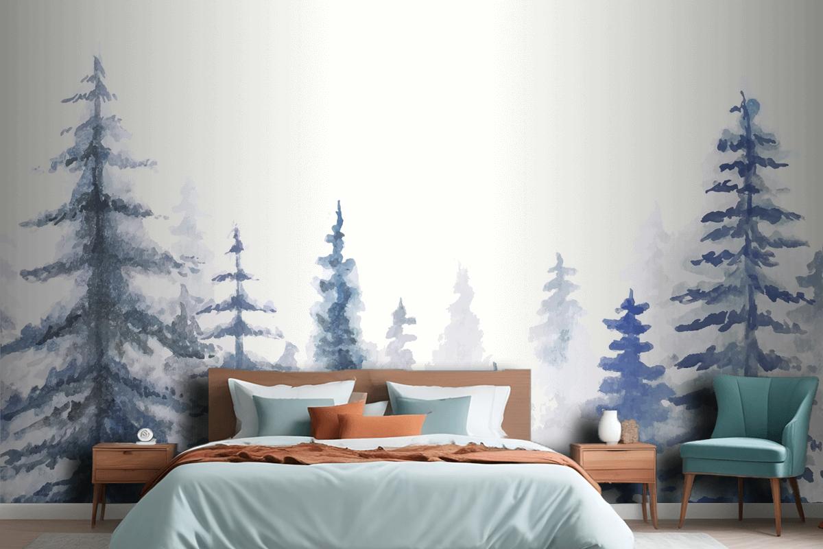 Hand Painted Watercolor Nature Background Bedroom Wallpaper Mural