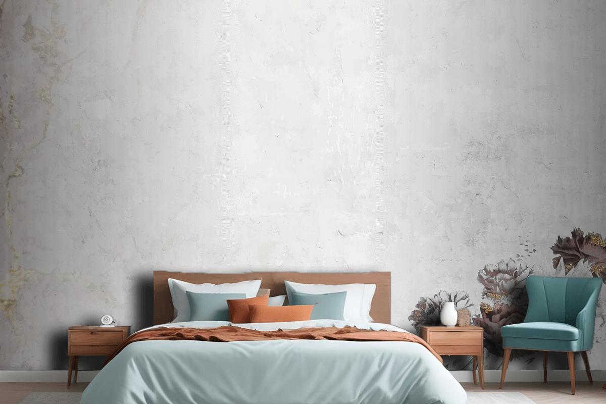 Blank Floral Shimmering Bedroom Wallpaper Mural