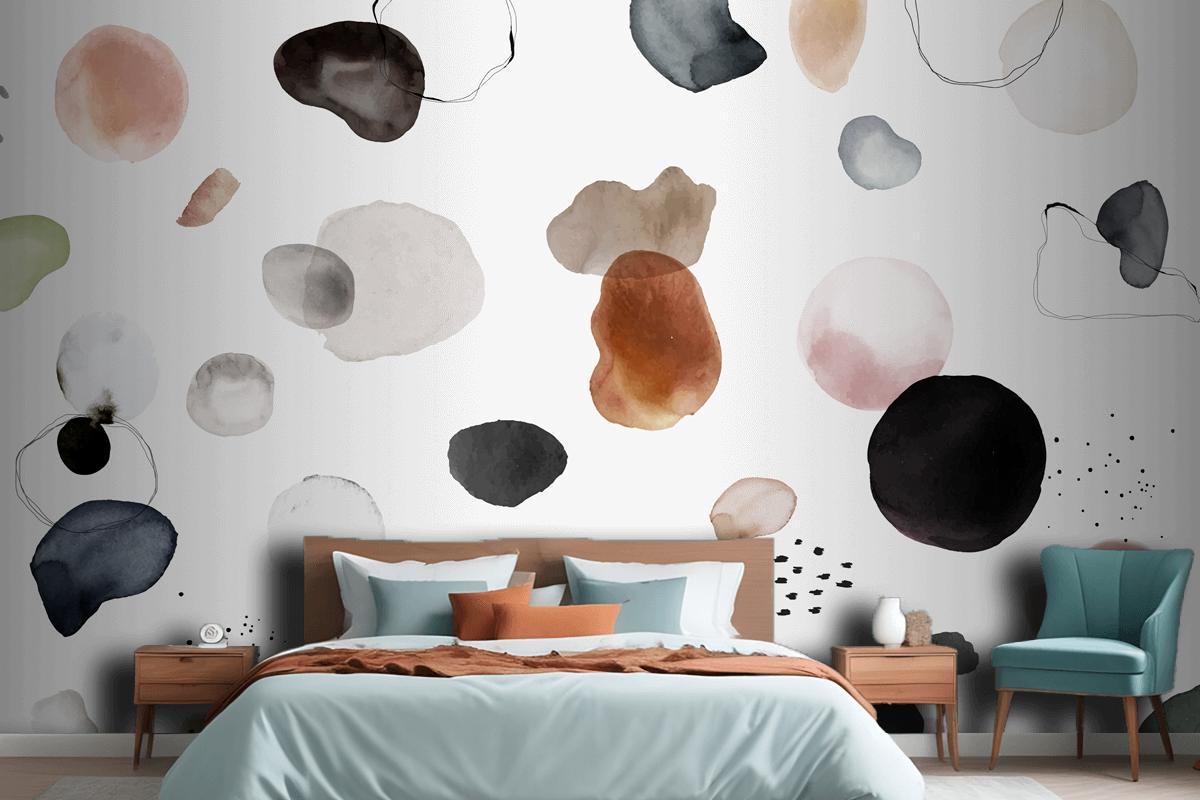 Colorful Watercolor Stain Badge Set Bedroom Wallpaper Mural