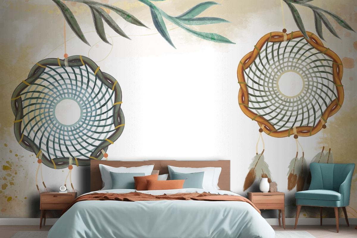Watercolor Boho Background Bedroom Wallpaper Mural
