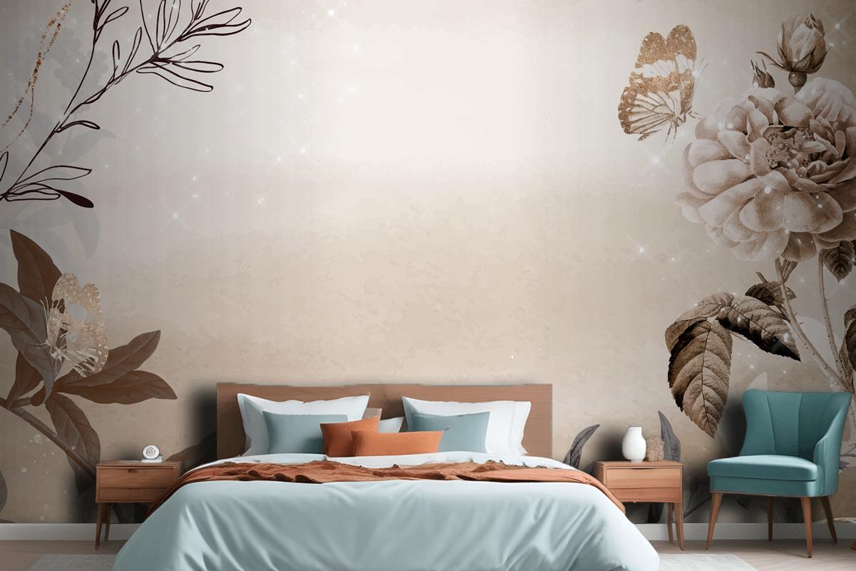 Flower Background Bedroom Aesthetic Border Wallpaper Mural