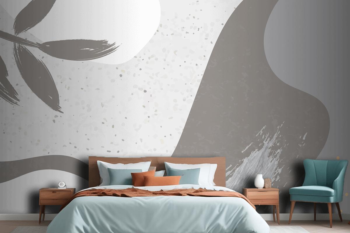 Grayish Botanical Memphis Pattern Background Bedroom Wallpaper Mural