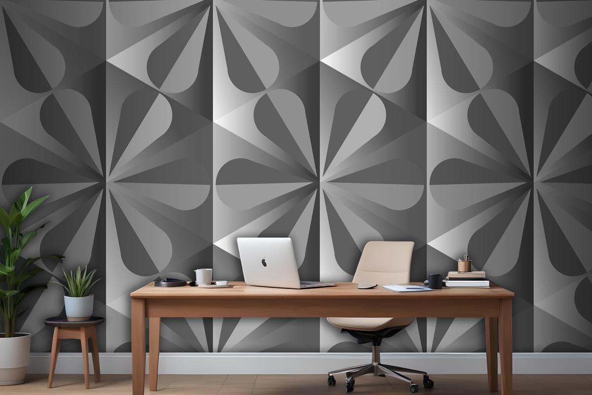 Simple 3D Geometric Pattern Grey Background Wallpaper Mural