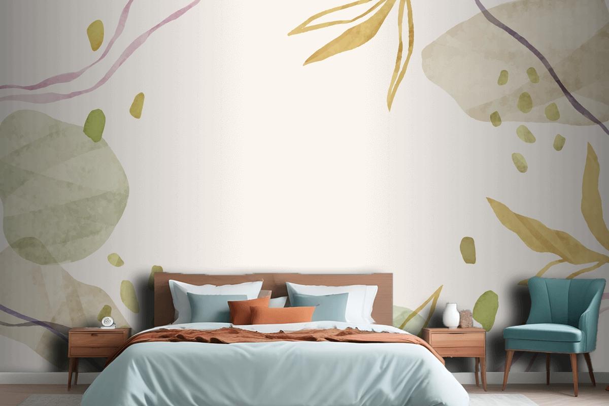 Watercolor Abstract Doodle Background Bedroom Wallpaper Mural