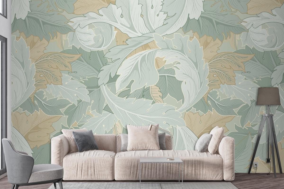 Flower Pattern Living Room Living Room Wallpaper Mural