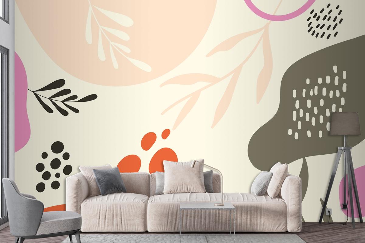 Hand Drawn Flat Design Abstract Doodle Living Room Wallpaper Mural