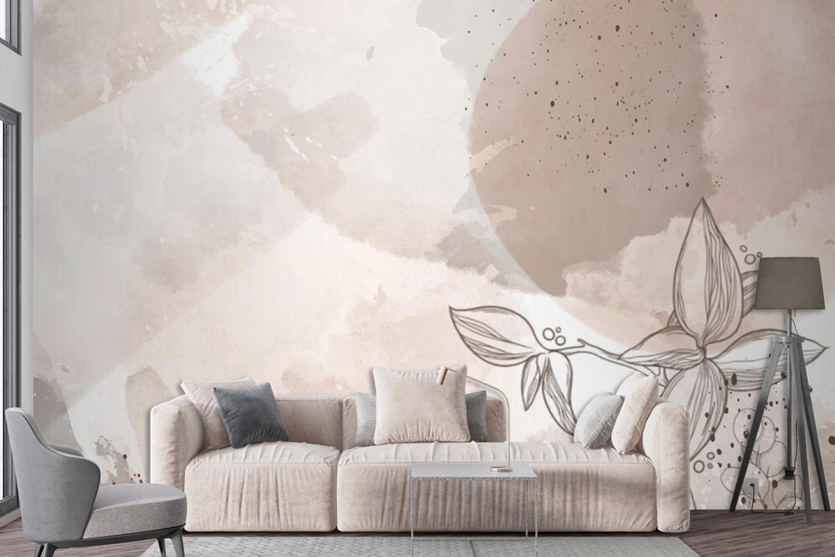 Watercolor Hand Drawn Flowers Living Room Wallpaper Mural