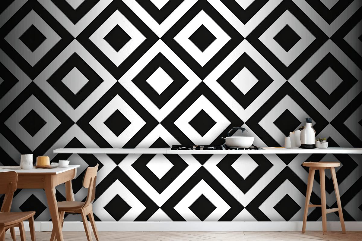 Black & White Diamond Pattern Wallpaper Mural