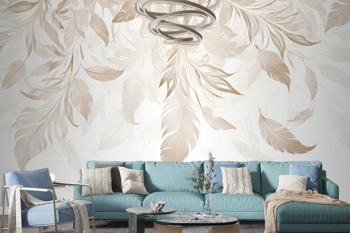 Boho Abstract Banana Leaf Art Bedroom Wallpaper Mural