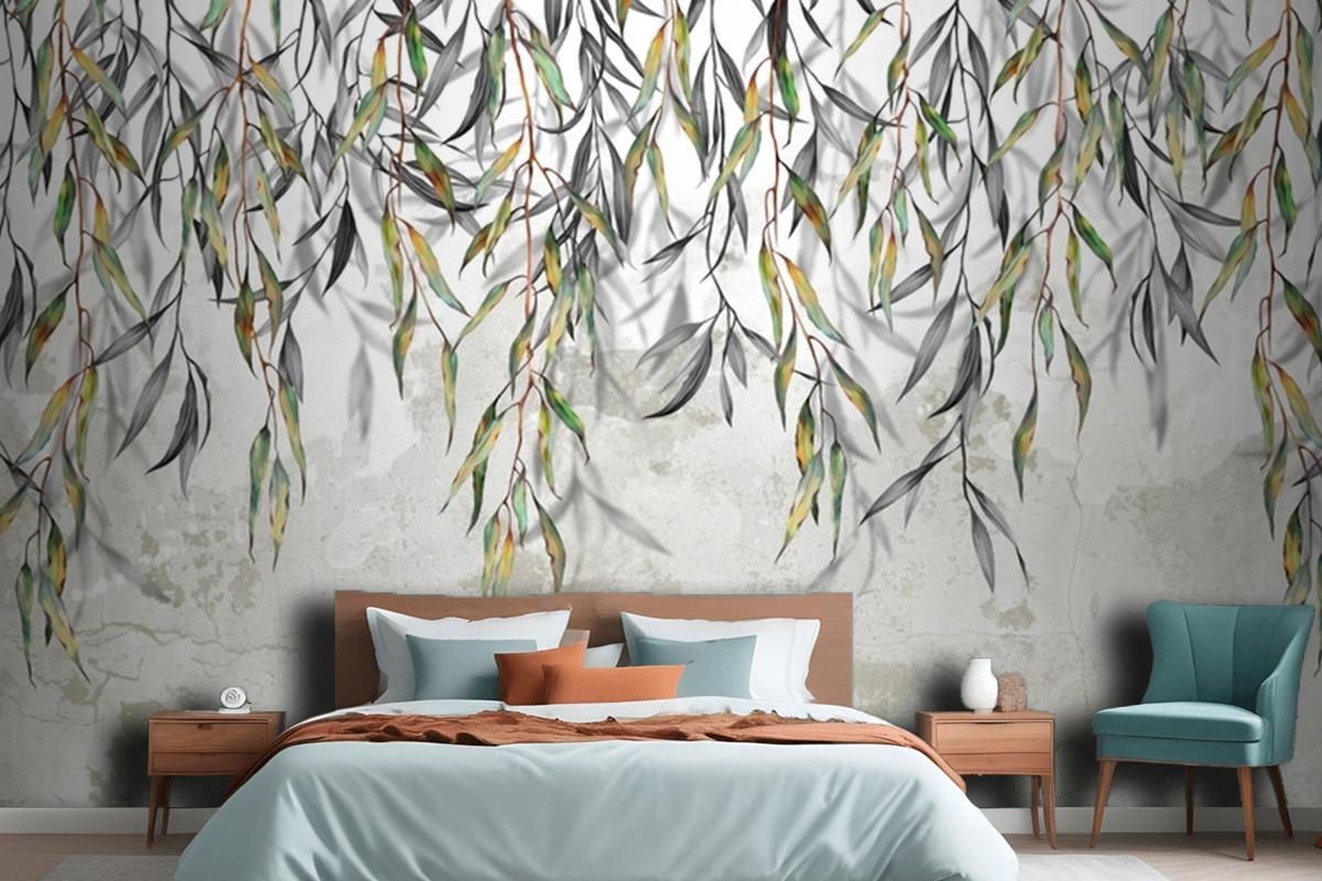 Branches Hang From Above In The Background Bedroom Wallpaper Mural