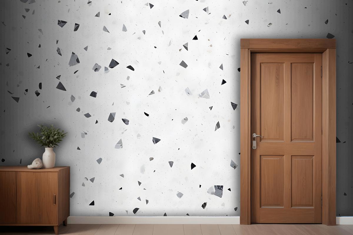 Closeup View Of A White And Gray Speckled Surface Resembling A Terrazzo Material Wallpaper Mural