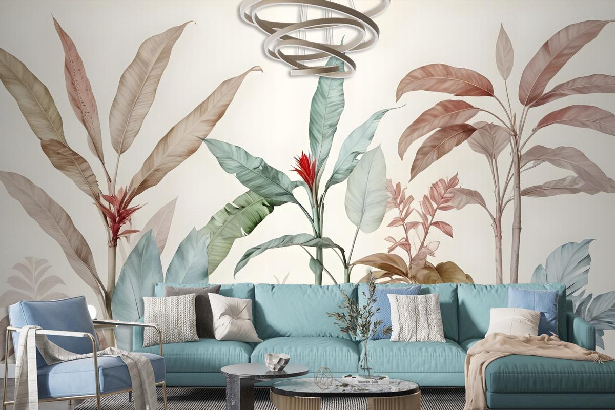 Colorful Tropical Banana Tree Bedroom Wallpaper Mural
