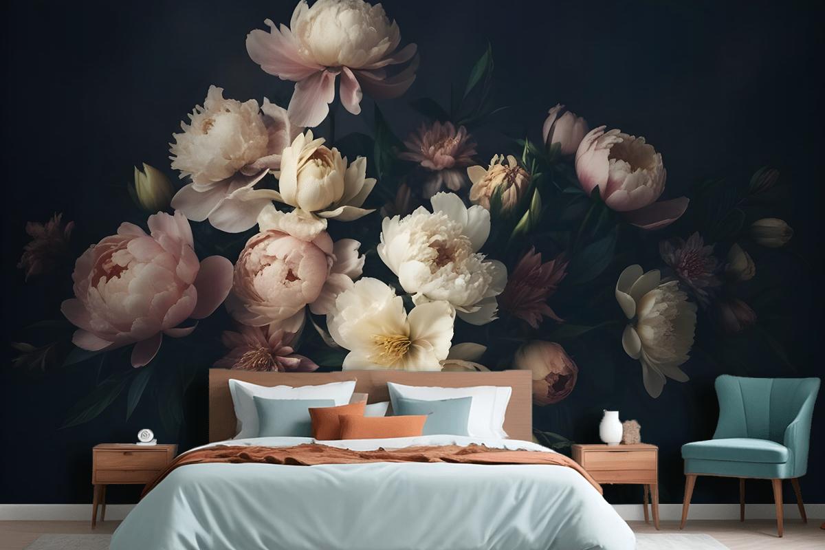 Dutch Dark Floral Bedroom Wallpaper Mural