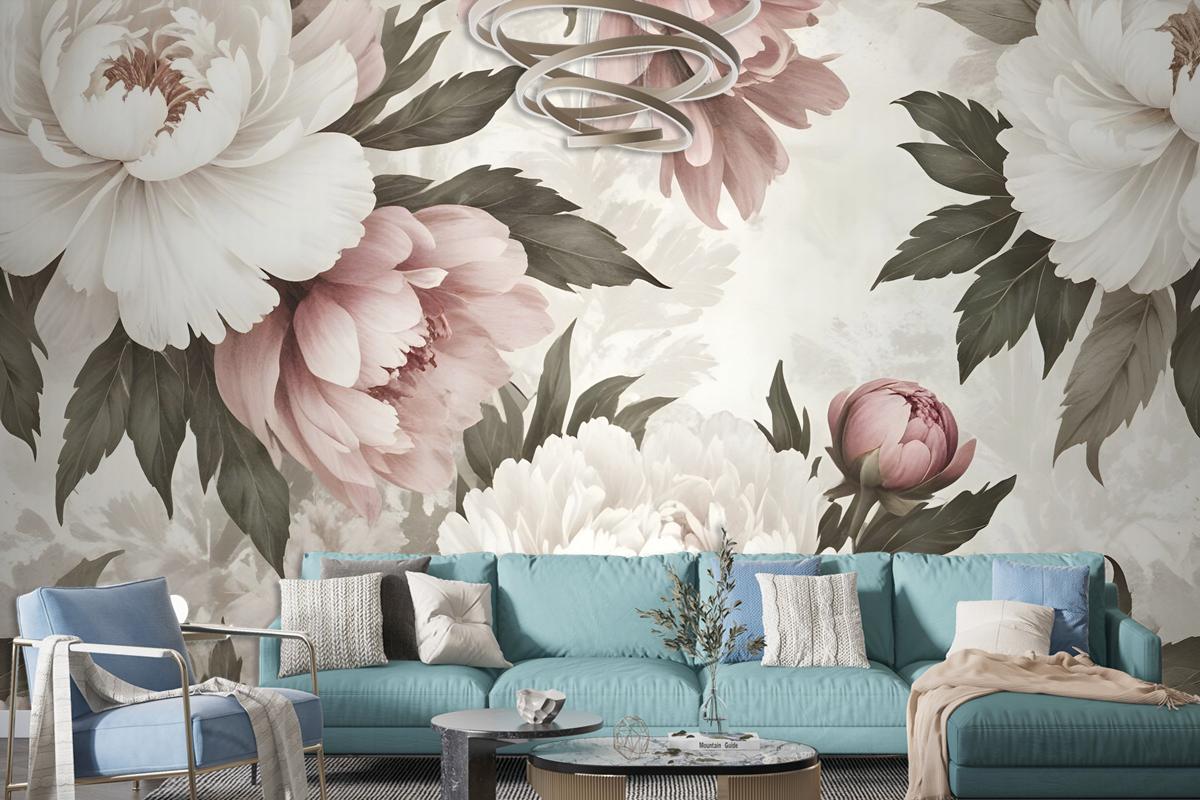 Dutch Pink Peony Floral Bedroom Wallpaper Mural