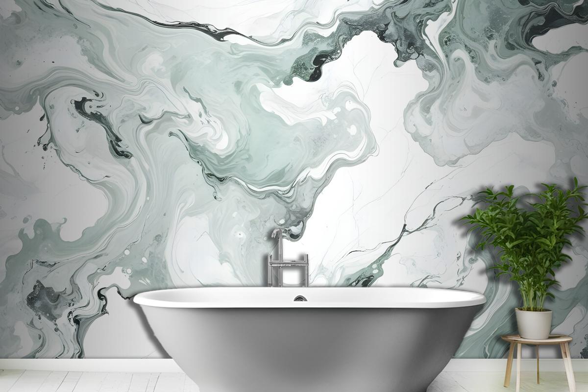 Green Marbleized Wallpaper Mural