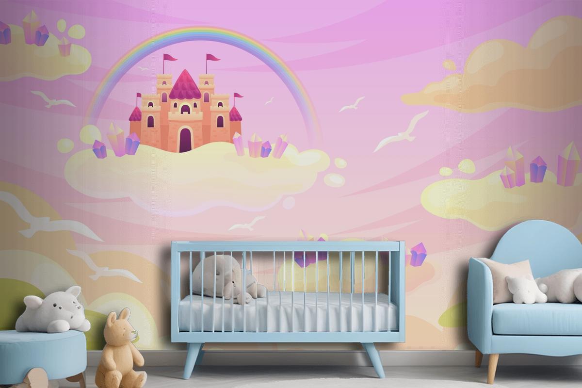 Hand Drawn Fairytale Background Girl Wallpaper Mural