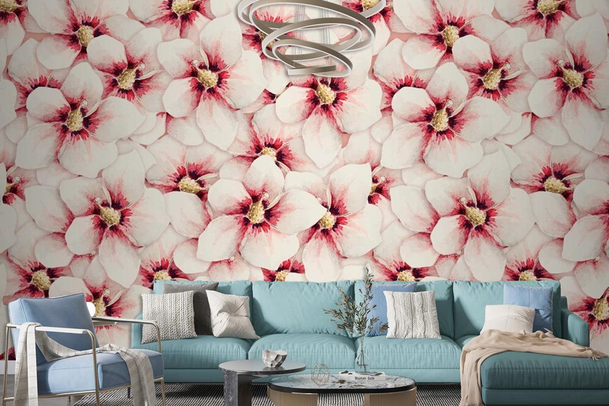 Hibiscus Flower Pattern Background Wallpaper Mural