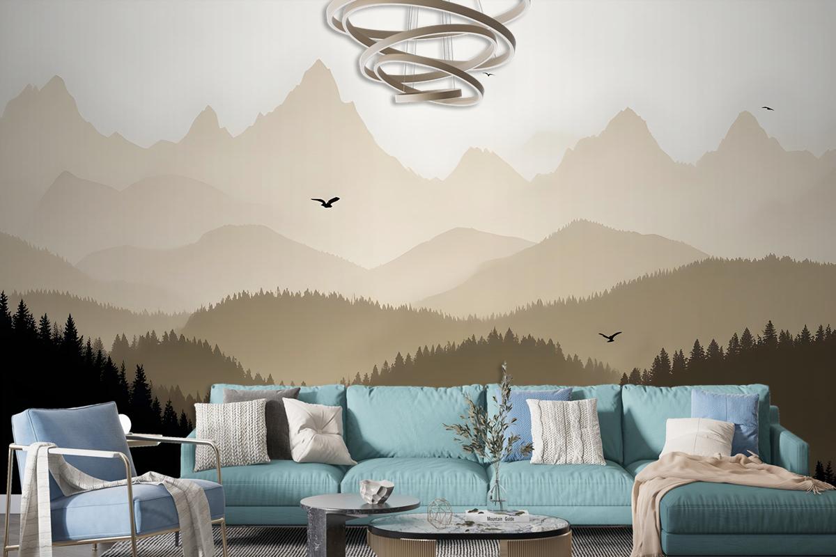 Mountain Landscape Silhouette Wallpaper Mural
