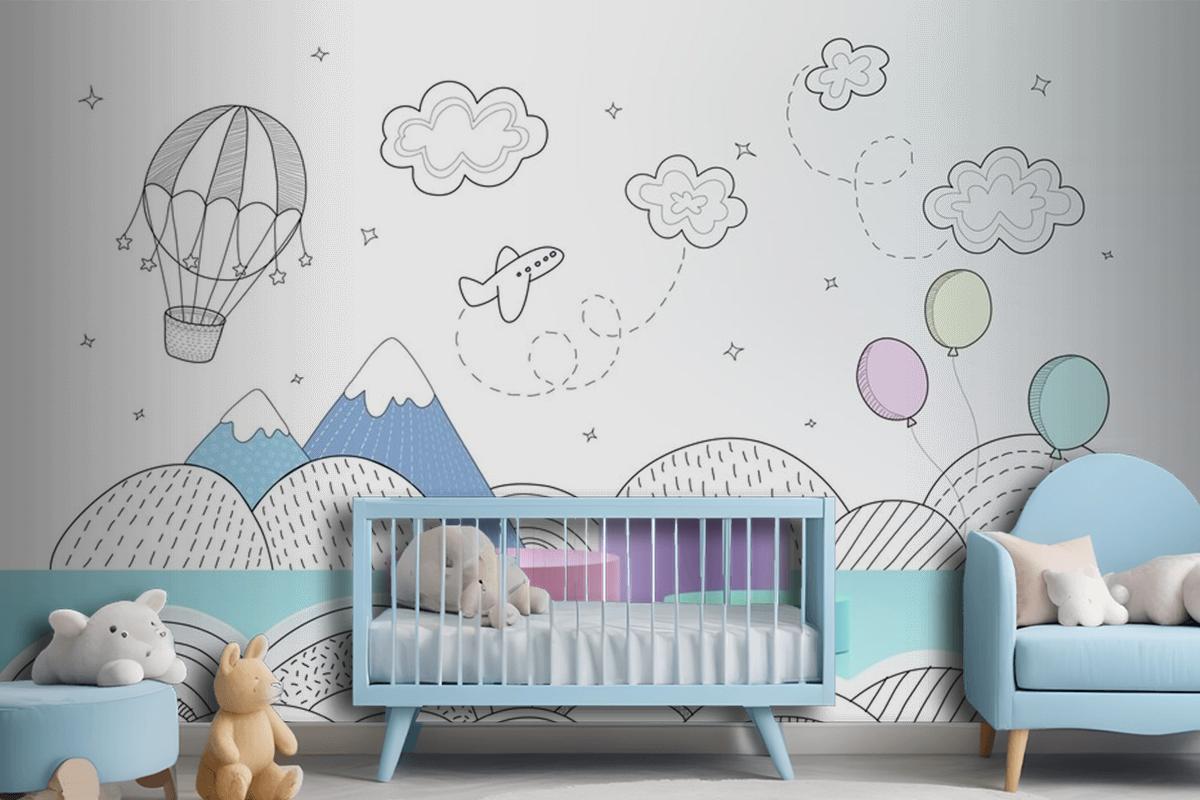 Podium With Hand Drawn Weather Wallpaper Mural