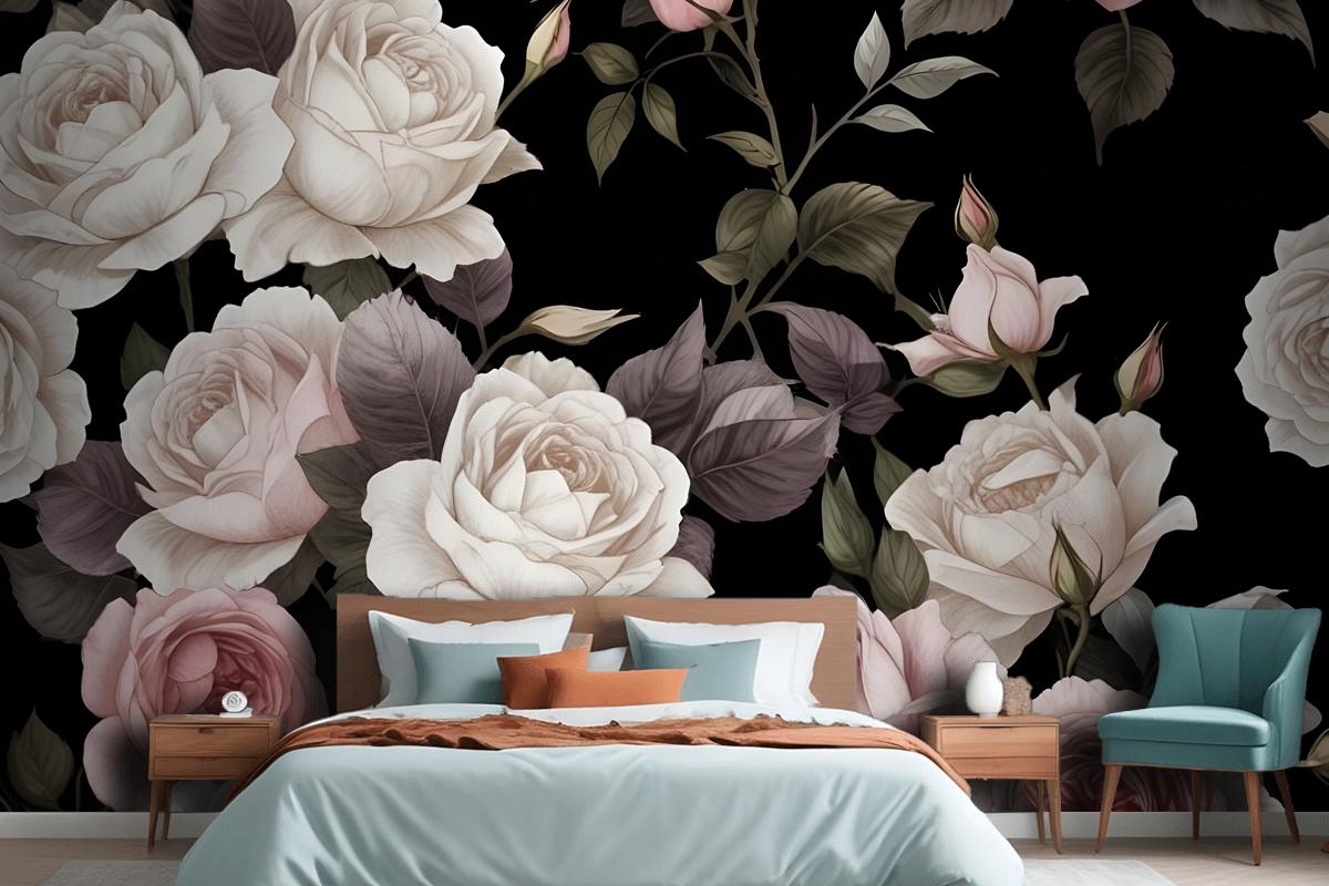 Purple & Pink Dark Floral Wallpaper Mural