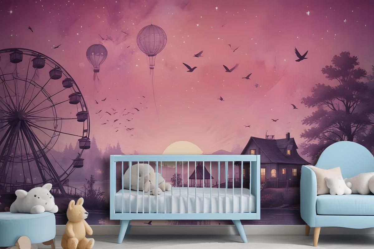 Sea Landscape With Ferris Wheel Wallpaper Mural