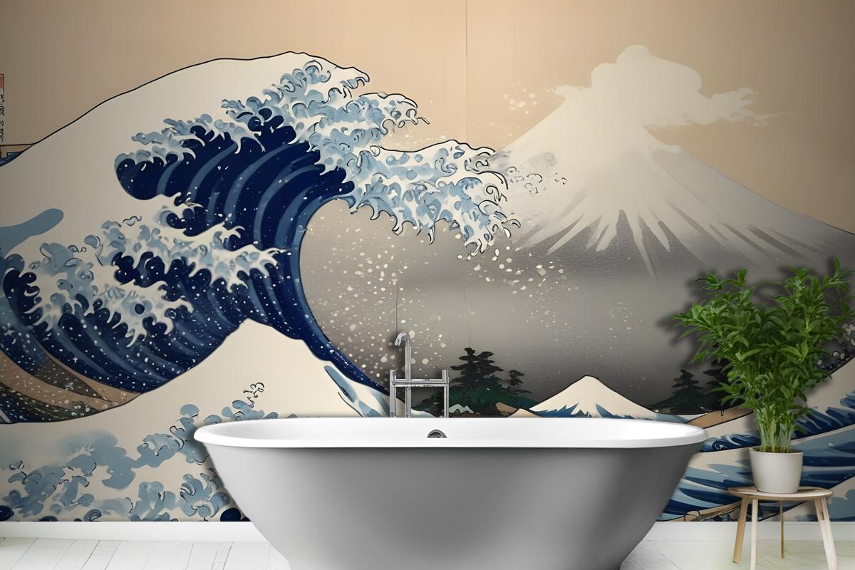 The Great Wave Off Kanagawa By Hokusai Wallpaper Mural