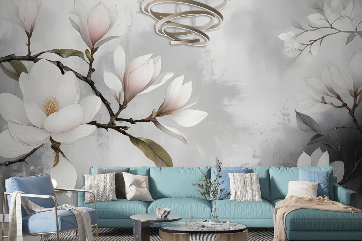 Vintage Retro Floral Bouqet Wallpaper Mural