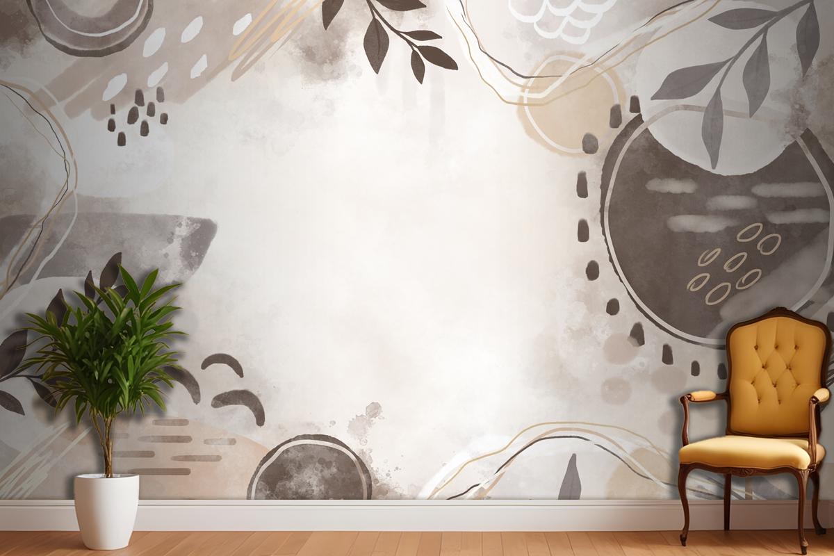 Watercolor Neutral Earth Tones Bedroom Wallpaper Mural