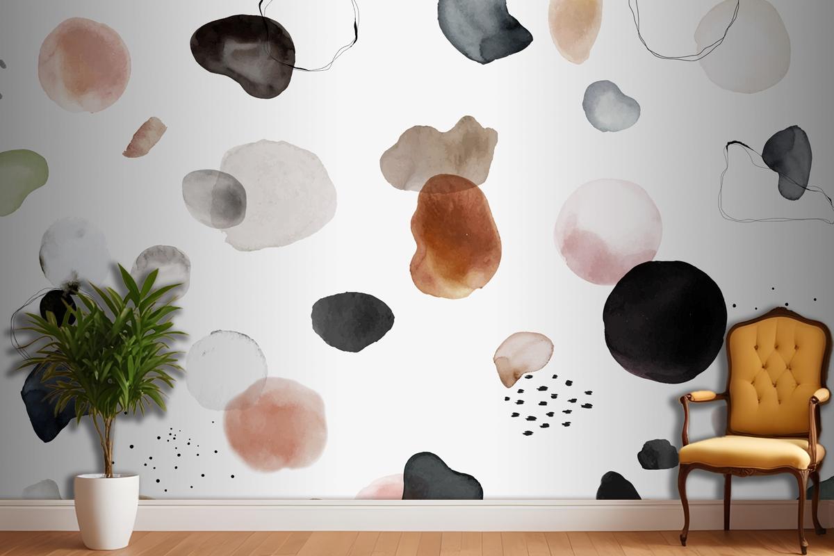 Colorful Watercolor Stain Badge Set Bedroom Wallpaper Mural