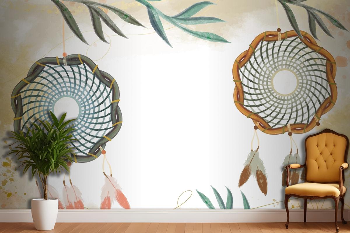 Watercolor Boho Background Bedroom Wallpaper Mural