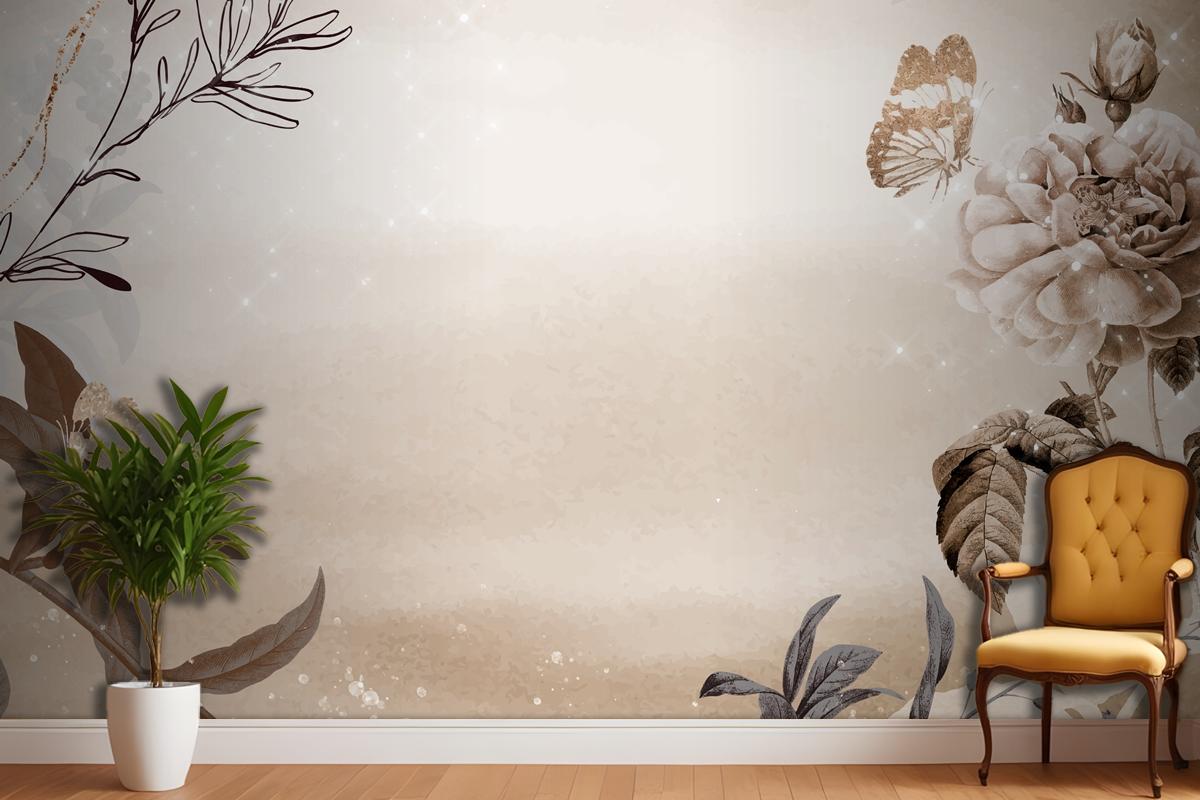 Flower Background Bedroom Aesthetic Border Wallpaper Mural