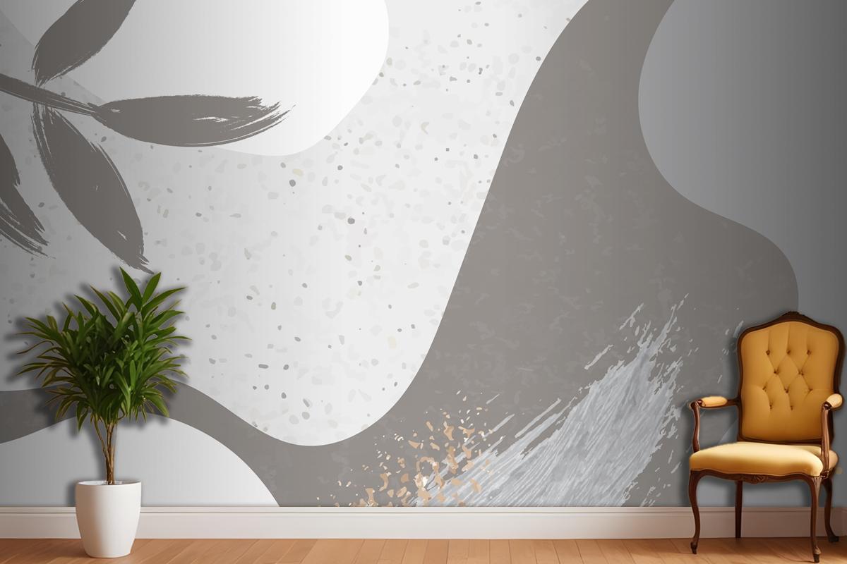 Grayish Botanical Memphis Pattern Background Bedroom Wallpaper Mural