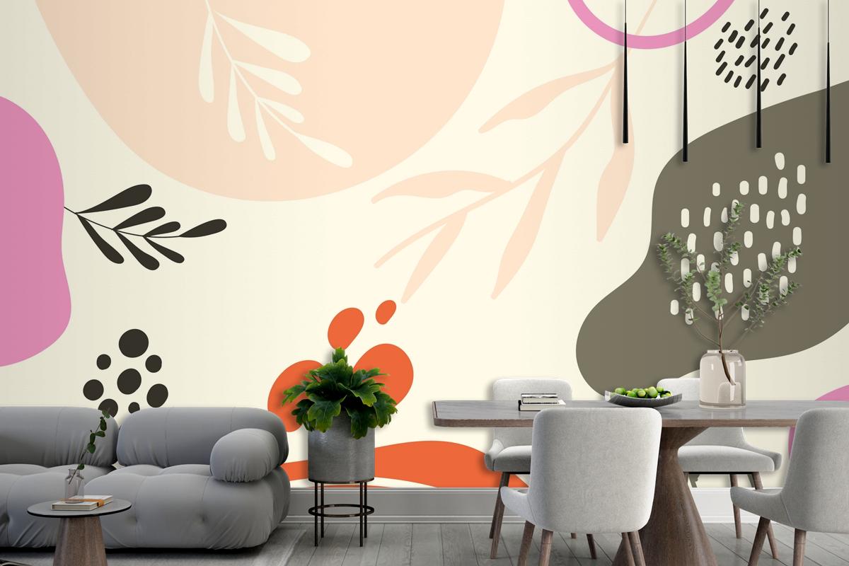 Hand Drawn Flat Design Abstract Doodle Living Room Wallpaper Mural