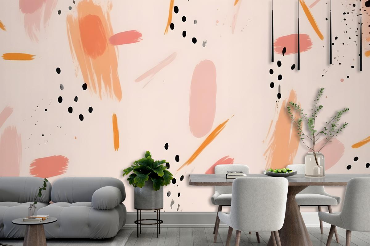 Abstract Background With Various Brush Strokes In Shades Of Wallpaper Mural