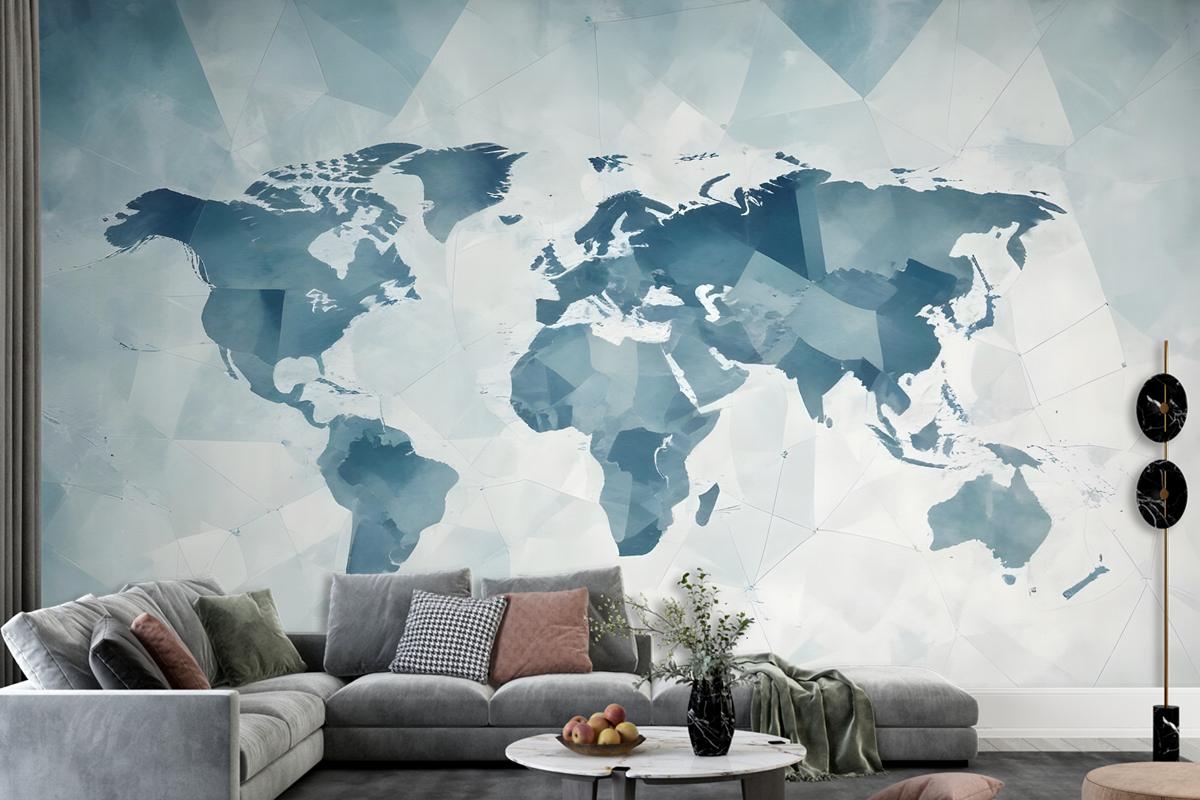 Abstract Map With Geometric Line Wallpaper Mural
