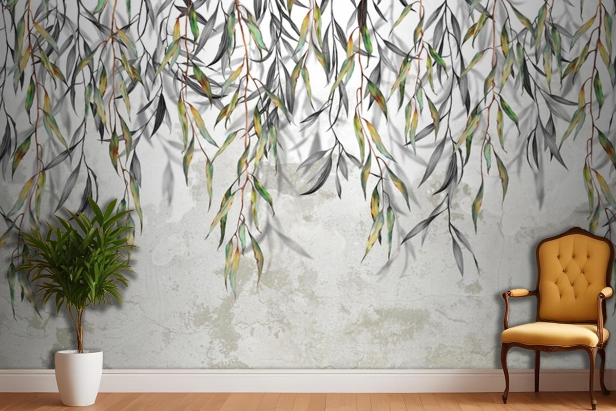 Branches Hang From Above In The Background Bedroom Wallpaper Mural