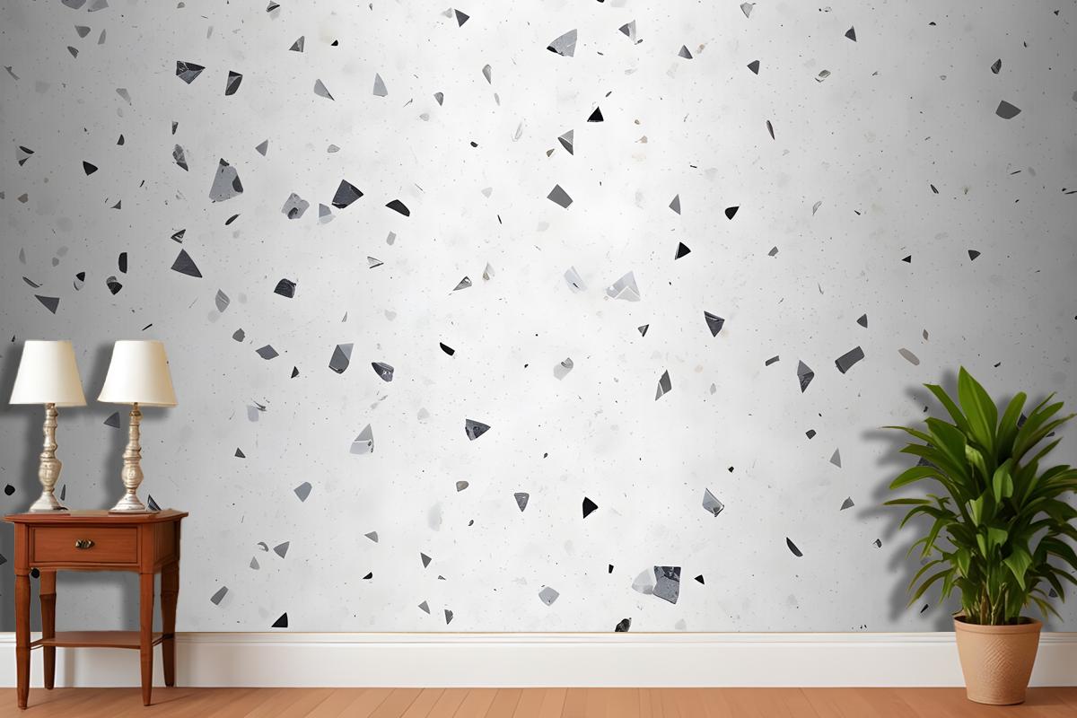 Closeup View Of A White And Gray Speckled Surface Resembling A Terrazzo Material Wallpaper Mural