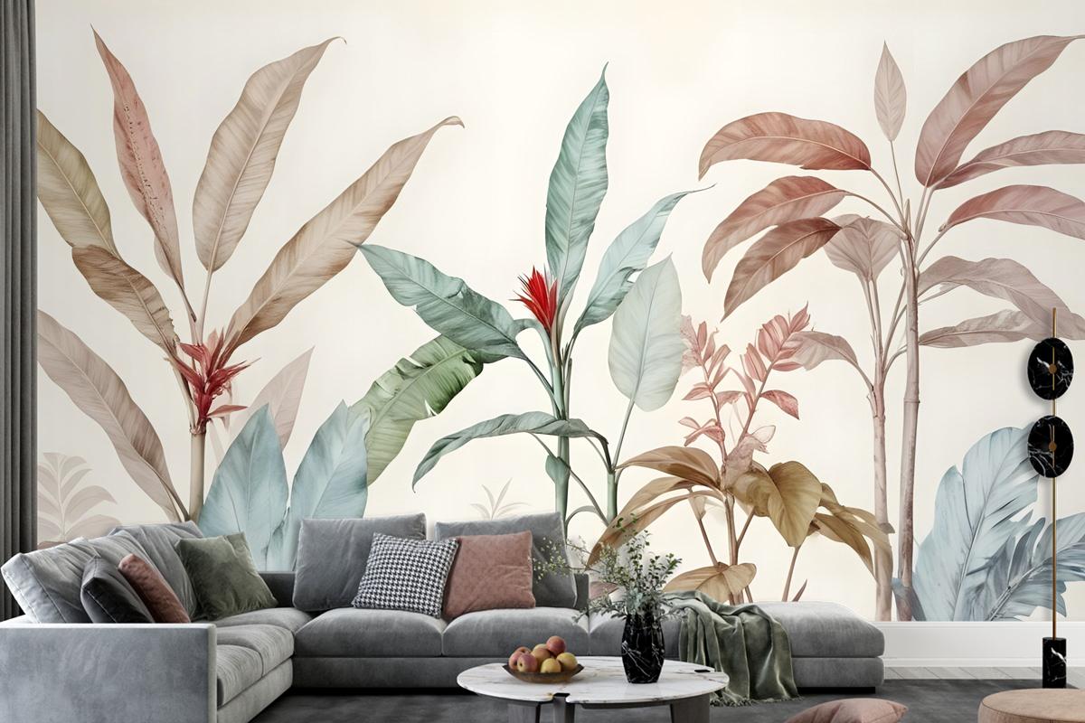 Colorful Tropical Banana Tree Bedroom Wallpaper Mural