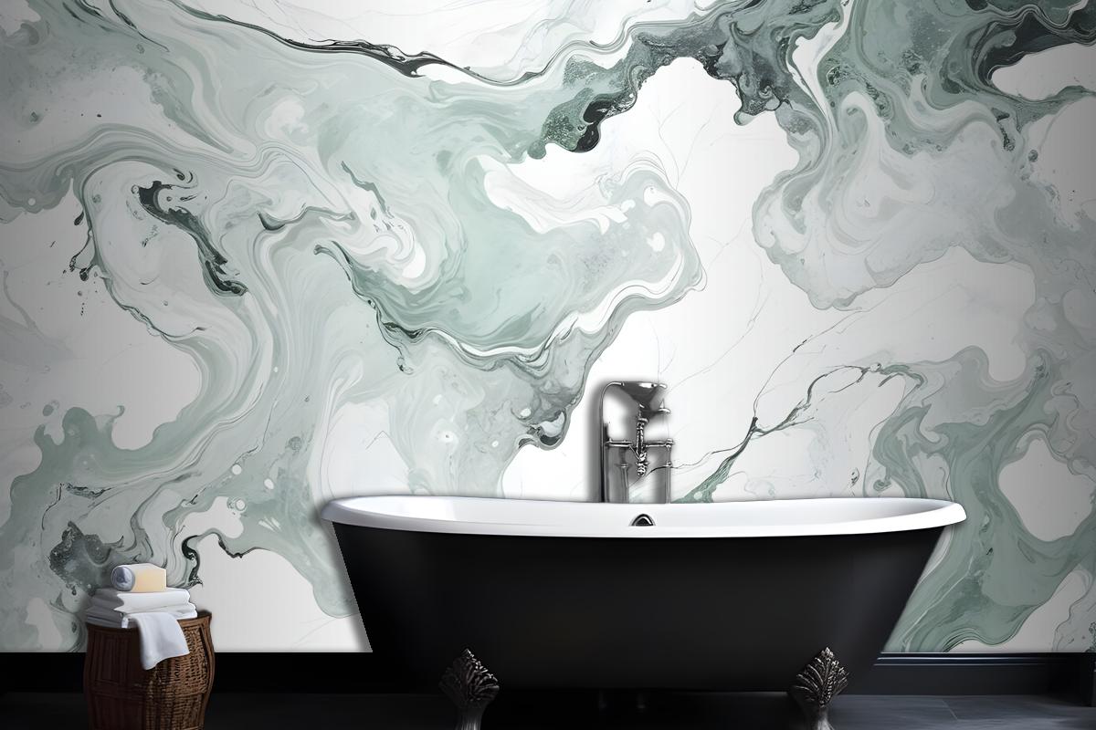 Green Marbleized Wallpaper Mural