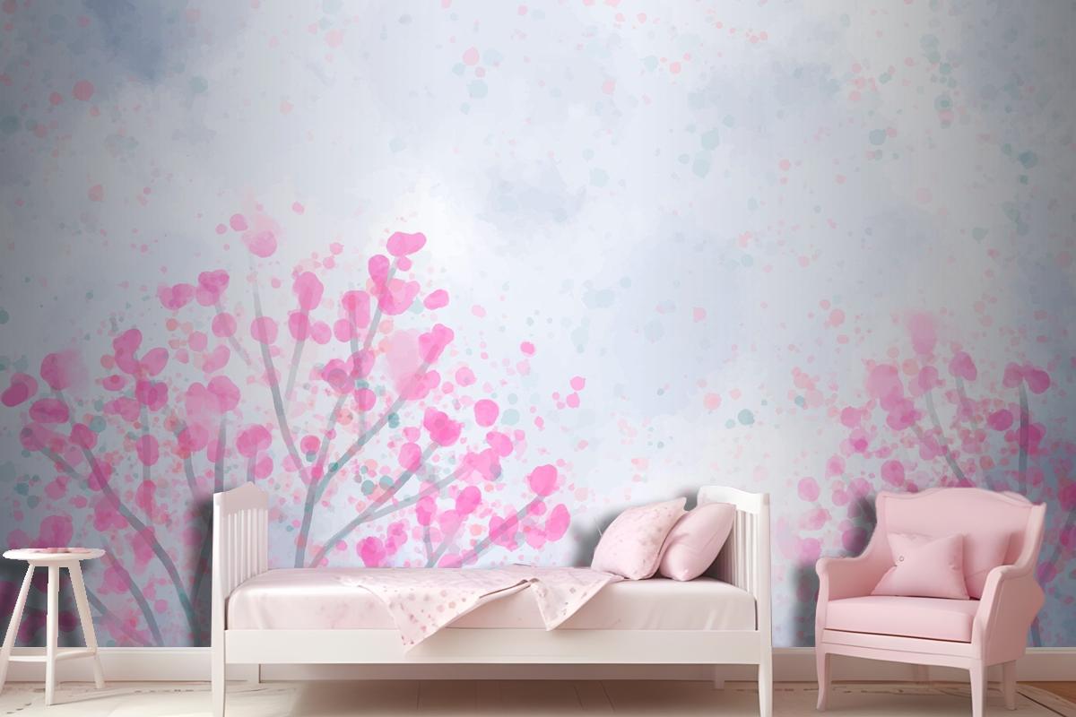 Hand Painted Watercolor Nature Background Wallpaper Mural