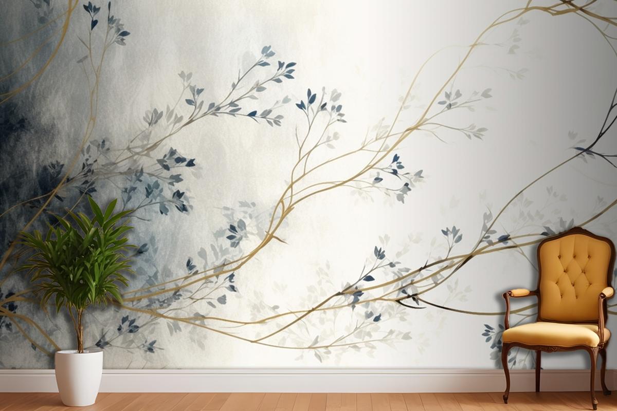 Retro Nostalgic Golden Brushstrokes Bedroom Wallpaper Mural