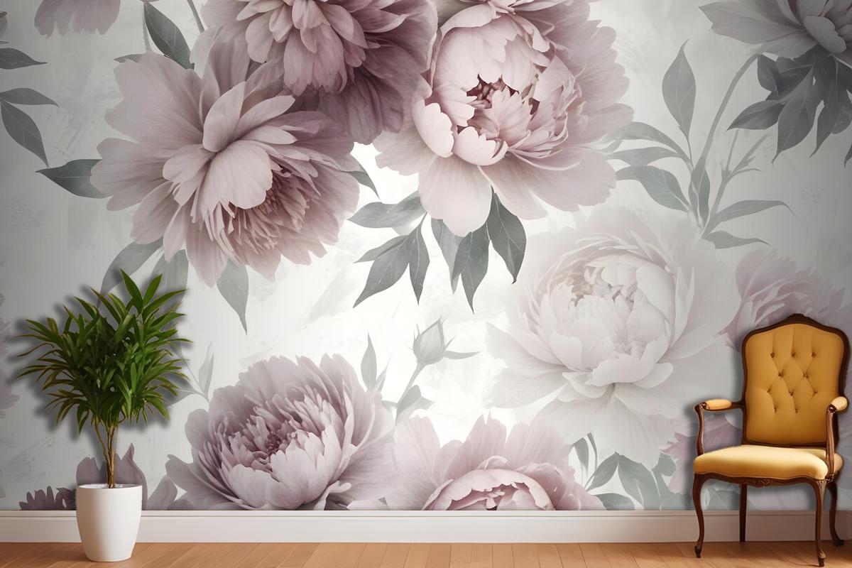 Soft Peony Floral Wallpaper Mural